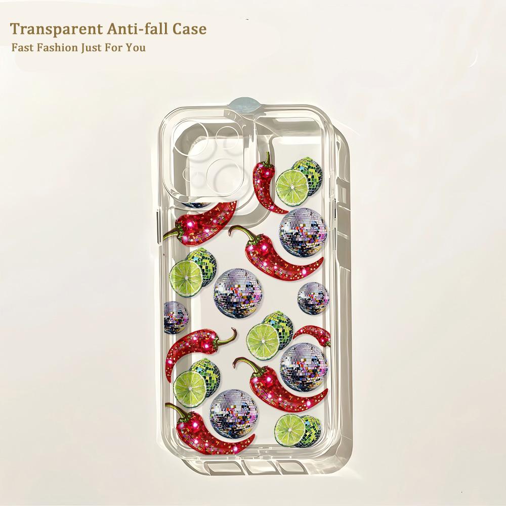 Beaded Pomegranate Sun Phone Case For iPhone 17 16 16e 15 14 13 12 11 Mini Pro Max X XR XSMax 8 Air Plus Transparent Back Cover
