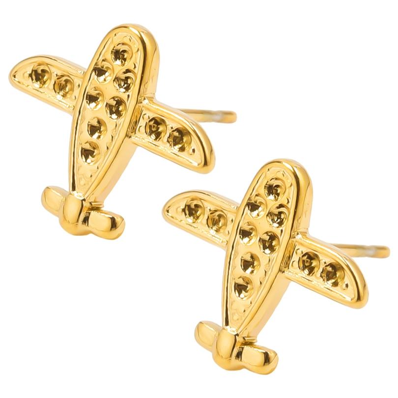 Never Fade Gold Color Earrings With Earplug Round Heart Shell Fashion Jewelry Stainless Steel Earrings For Women Men Accessories