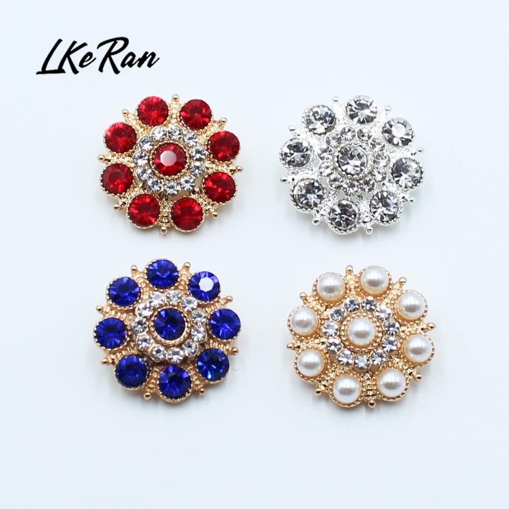 New 10Pcs 20MM Diamond Rhinestone Buttons Alloy Shank Base For DIY Sewing Accessories Handcraft Wedding Decorations