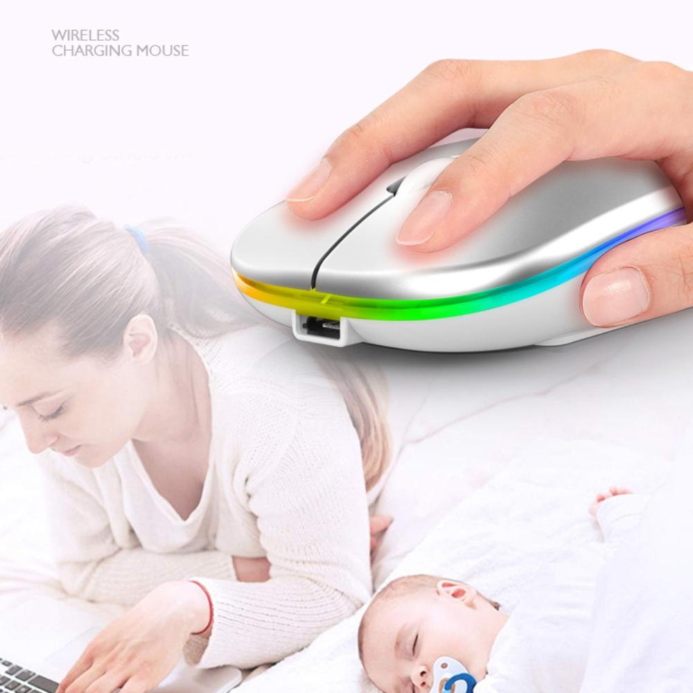 Souris de jeu Bluetooth colorée silencieuse à LED, accessoire pour ordinateur