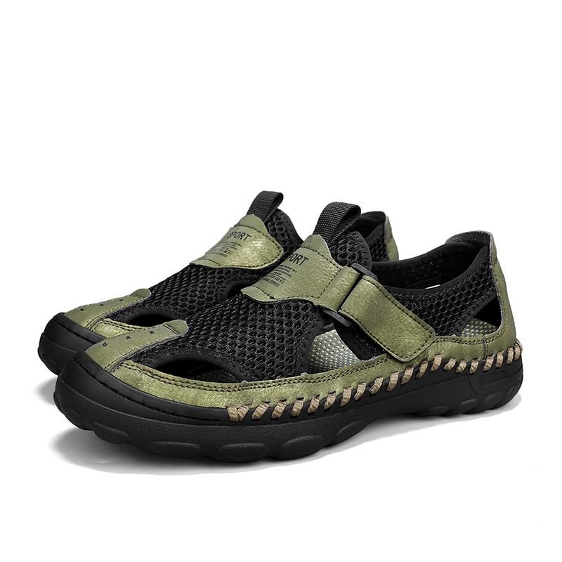 Outdoor Trendy Sandals Summer Mesh Hollow Casual High Quality Handmade Breathable Casual Shoes Summer Thick Bottom Men's Large