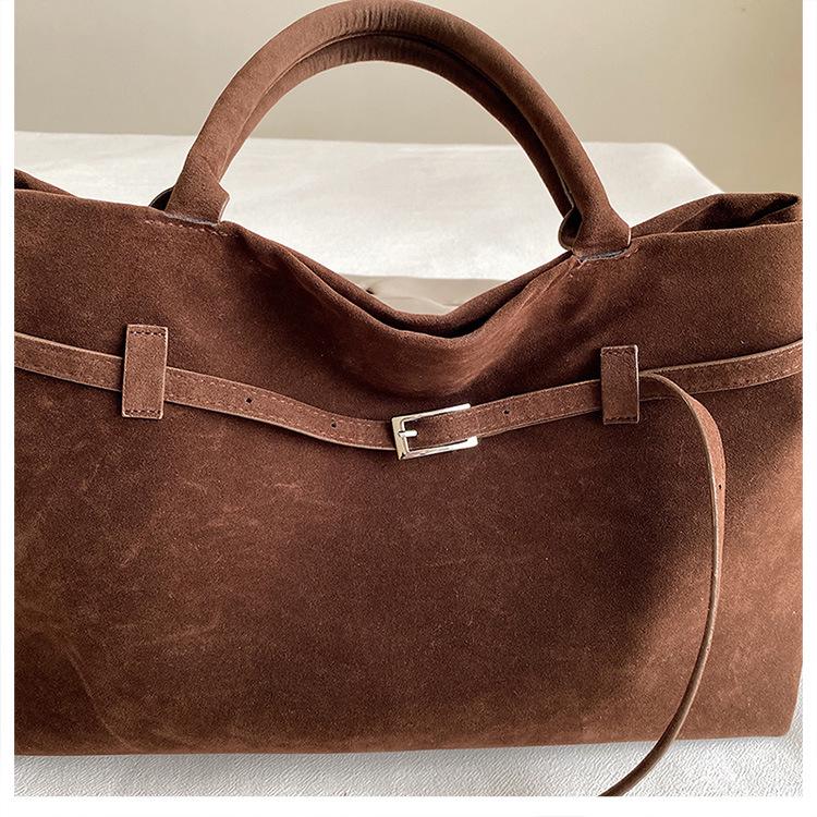 Women's Retro Frosted One-Shoulder Tote Bag for Work Commute - Large, Casual, Autumn/Winter