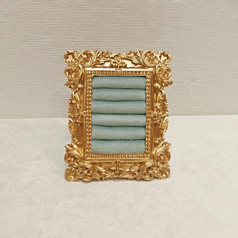 Retro Square Ring Earring Display Stand Jewelry Showcase Storage Tray Shop Window Decoration Photography Background Props