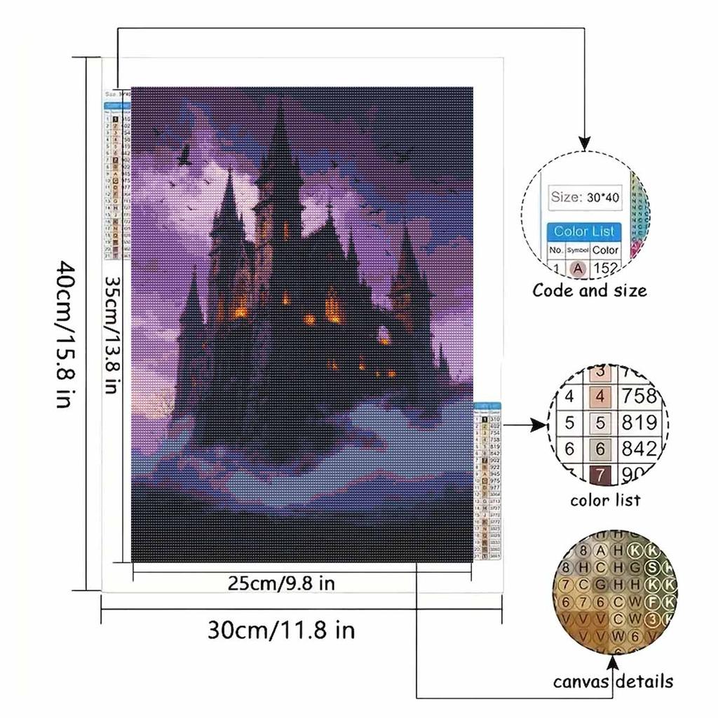 Halloween diamond painting kit handmade diy painting home decoration painting gothic castle mystery night sky art decor