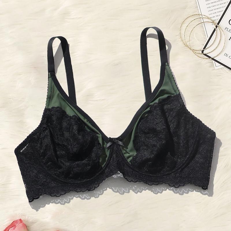 Dámská podprsenka plus size Sexy krajková 3 háčky Mašle Podprsenky Pohodlná s kosticemi 0Xl-5Xl - 090