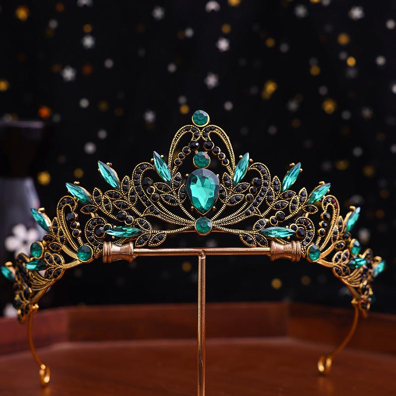 1pc Bridal Crown Tiara Alloy Black Vintage Baroque Rhinestone Crystal Wedding Dress Accessories Performance Hair Accessories