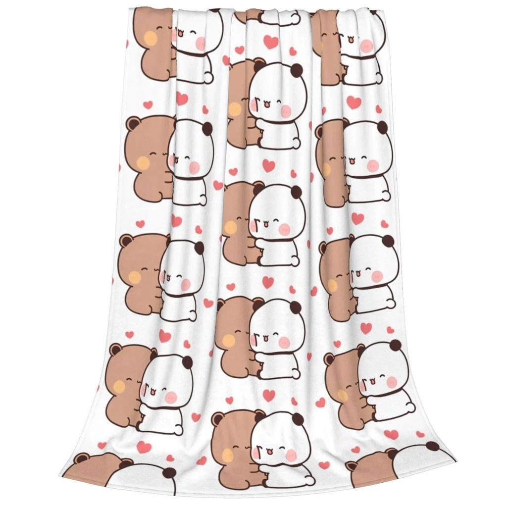 Koc Flanelowy Miś i Panda Bubu Dudu Kreatywne Pledy na Łóżko Sofę Kanapę 125*100cm