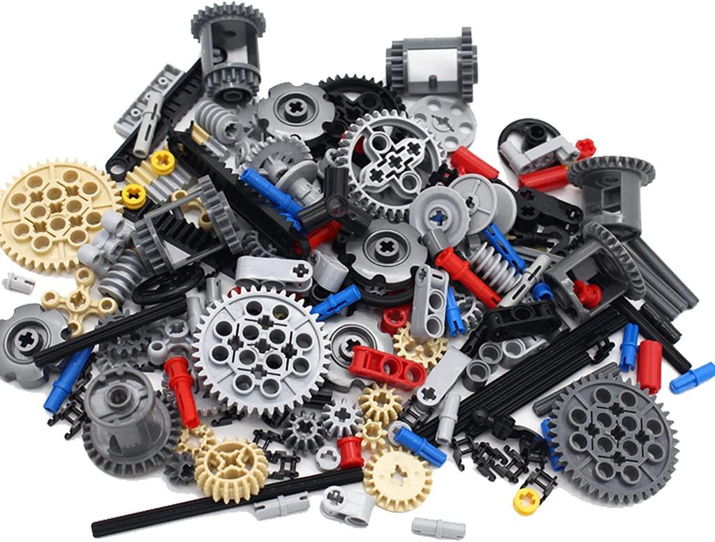 SEEMEY 118-Piece Gear and Axle Parts Set, Compatible with LEGO Technic Parts, DIY Mock Gears, Chain Links, Pins, Axles, Differential Assortment Pack