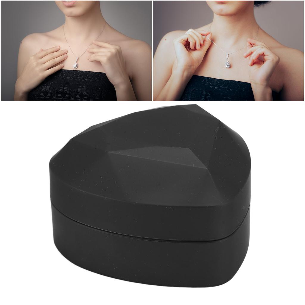 LED Light Pendant Necklace Box Large Capacity Soft Lining Hrt Shaped LED Pendant Box Jewelry Gift Box for Valentine's Day Anniversary Wedding