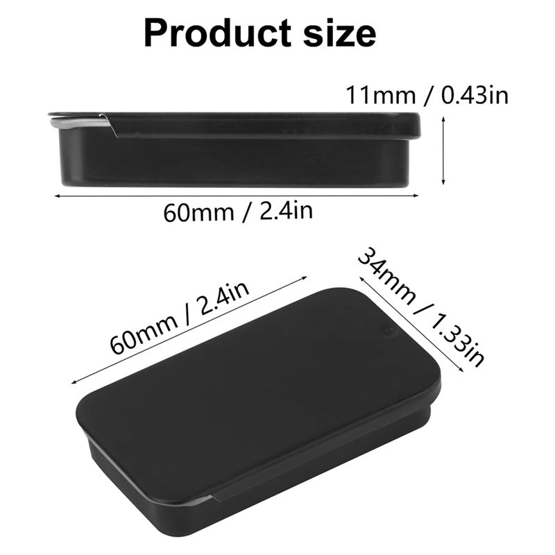 Feb.60 Pack Black Mini Rectangular Metal Tins Boxes With Sliding Lids, Small Empty Slide Top Metal Tin