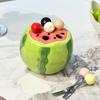 Watermelon Fruit Storage Container With Six Stainless Steel Forks For Children Gift
