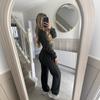 Womens Winter Casual Two-Piece Set Solid Color Zip-Up Top Straight Leg Pants Streetwear Outfit
