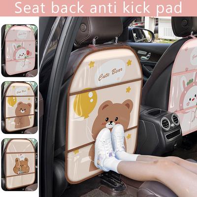 PVC Impermeable Dibujos Animados Anti-Patada Protector para Respaldo de Asiento de Coche Alfombrilla Anti-Suciedad y Anti-Rascazos para Niños Mascotas Con Red de Almacenamiento