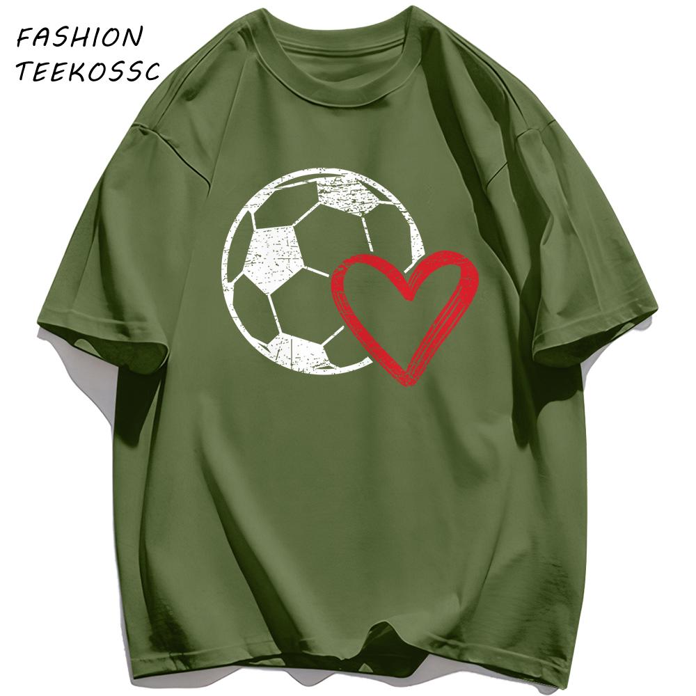 Hollow Out Football Heart Design Print TShirt Men Cotton Crewneck T Shirts Summer Loose Clothes Multicolor Trendy Short Sleeve