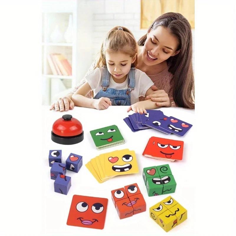 Bambini Face Change Cube Game Montessori Expression Puzzle Building Blocks Giocattoli Early Learning Educational Match Toy per bambini