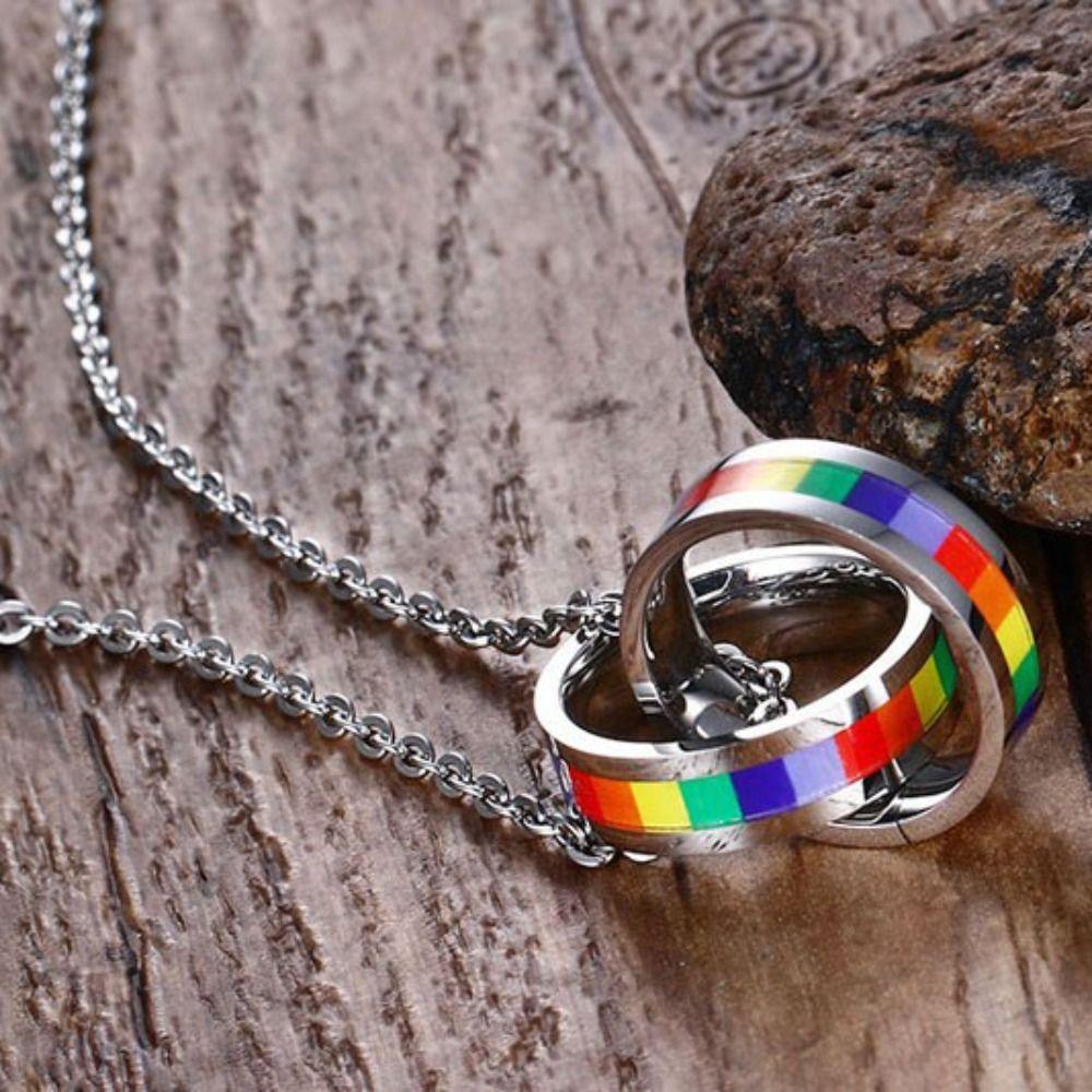 Turkish Charm Ring Pendant Necklace Colorful Clavicle Chain Titanium Steel Necklace Lovers