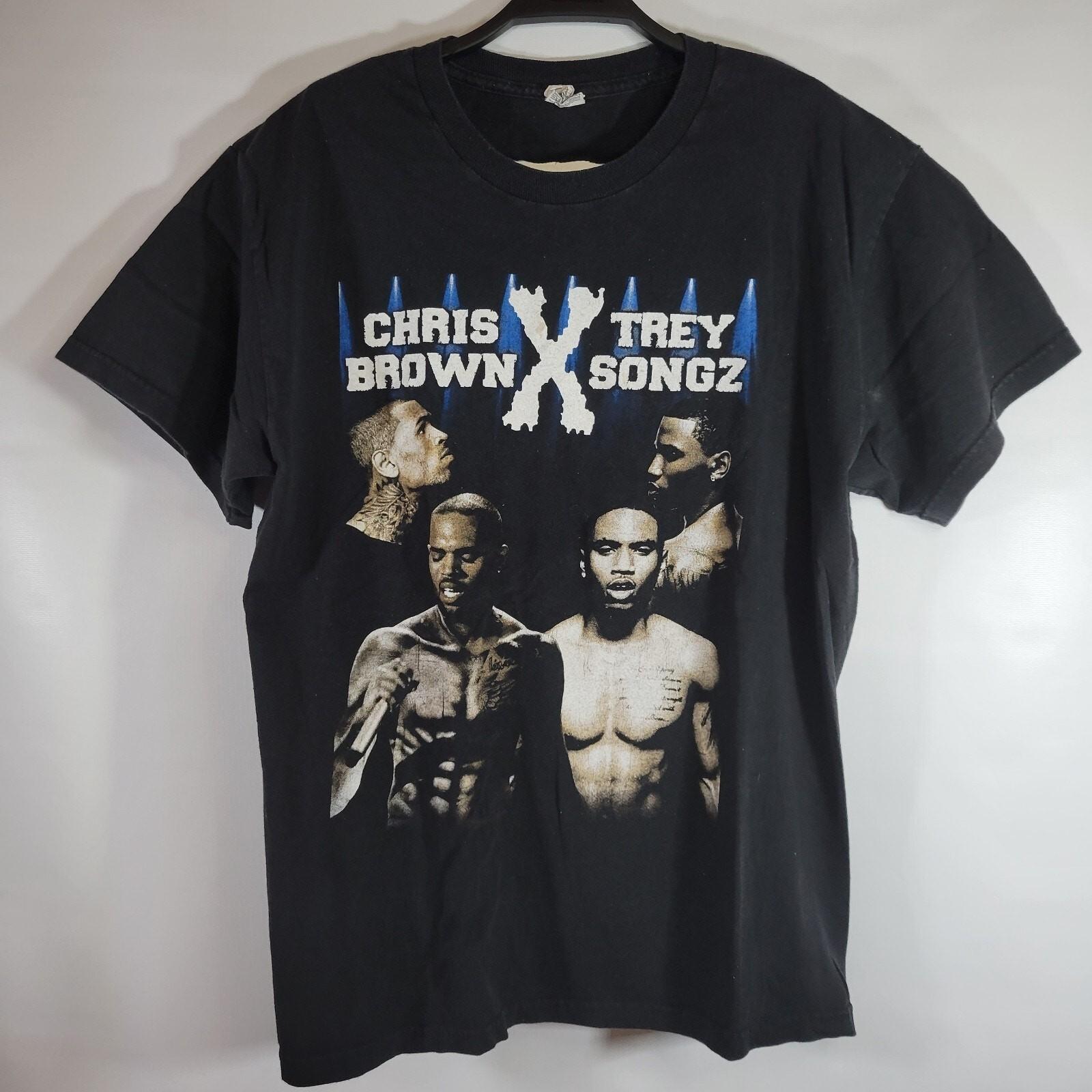 CHRIS BROWN x TREY SONGZ 2015 BETWEEN THE SHEETS TOUR SIZE L BLACK RAP SHIRT TEE S