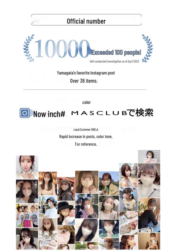 100er-Pack Masclub Japanische 3D Gesichtsstraffende Masken - Make-up-sicher & Einweg