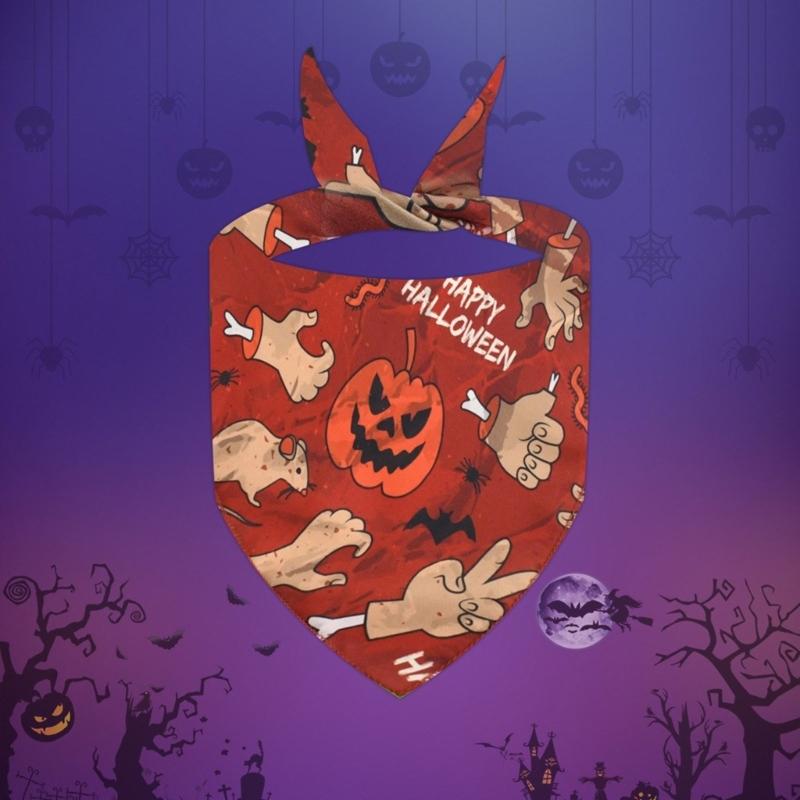 4lots Halloweens Triangular Scarf Permeable Pet Neckerchief Dog Triangles Bib for Dogs Regulable Neck
