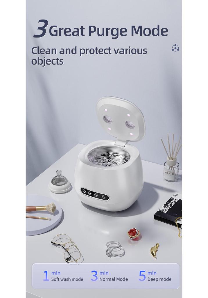 Ultrasonic Cleaner for Aligners, Jewelry, Dentures, and Makeup Brushes