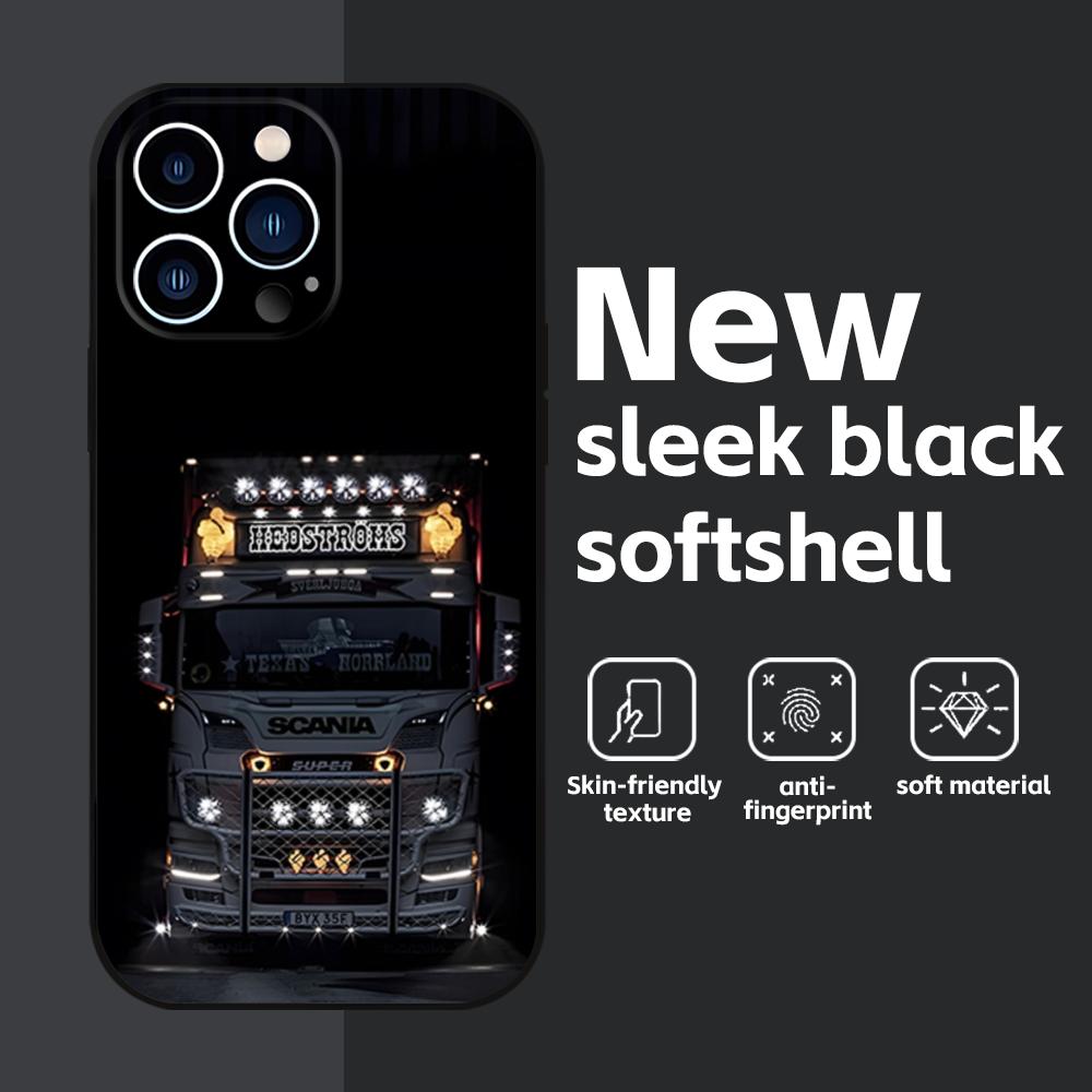 S-Scania TruxES Phone Case For iPhone 16 16e 15 14 13 12 11 Plus Mini Pro Max Soft Black Shockproof Cover
