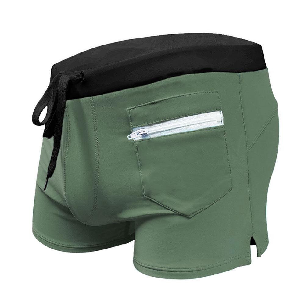 European and American Men's Boxer Swim Trunks with Front Pocket Simple and Stylish Drawstring Boy Shorts Swimming Shorts