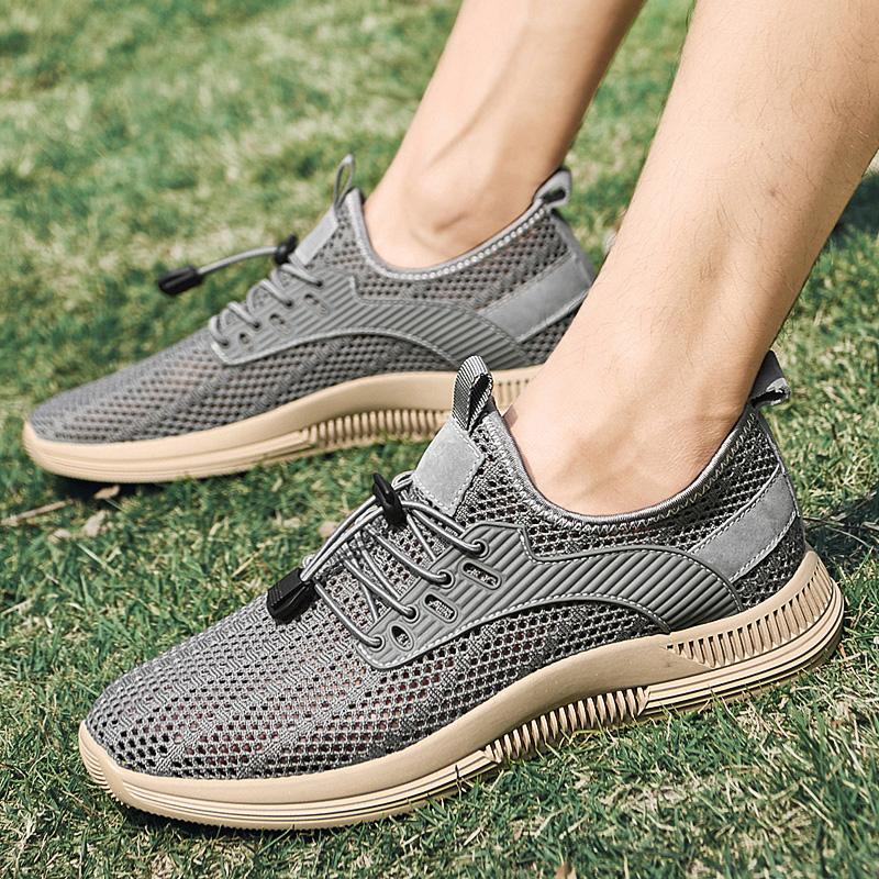 Summer Men's New Breathable Pig Skin Mesh Shoes Fashionable Outdoor Comfortable Anti Slip Low Top Men's Mountaineering Shoes