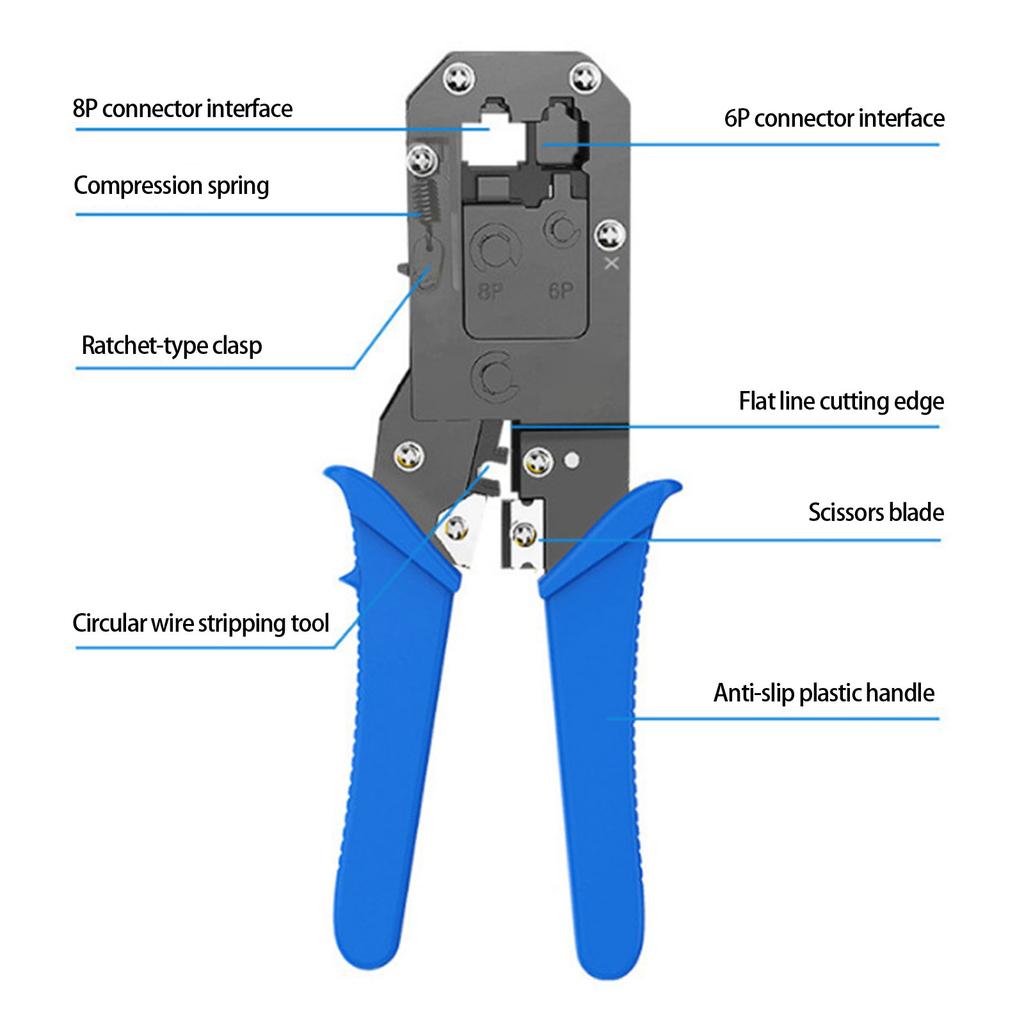 3 in 1 Crimping Tool For Cat5 Cat5e Cat6 Ethernet Cables With Steel Construction And Ergonomic Grip For RJ45 RJ11 Phone Cable Connectors