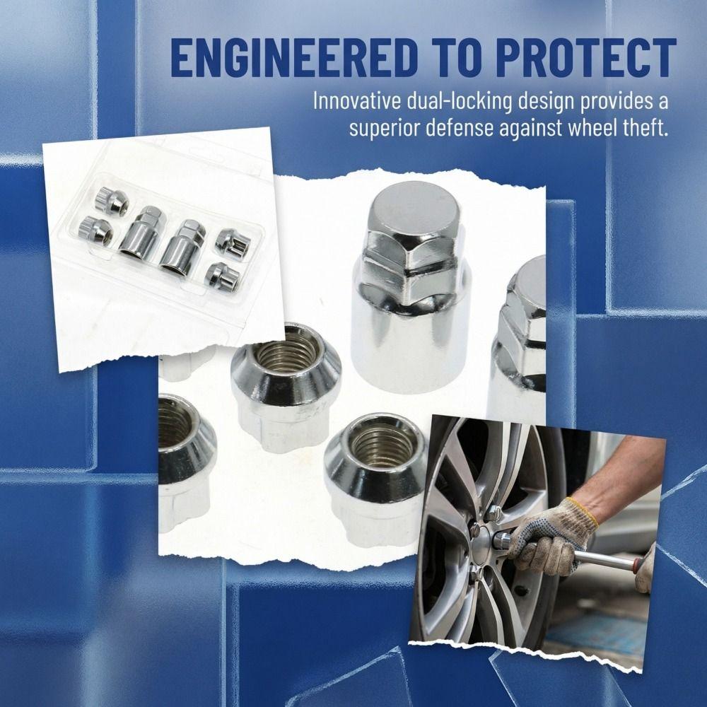 M12x1.5 Wheel Lock Nuts 4 Wheel Set Locking Wheel Nuts Wheel Locks Lug Nuts Set  Wheel Protection