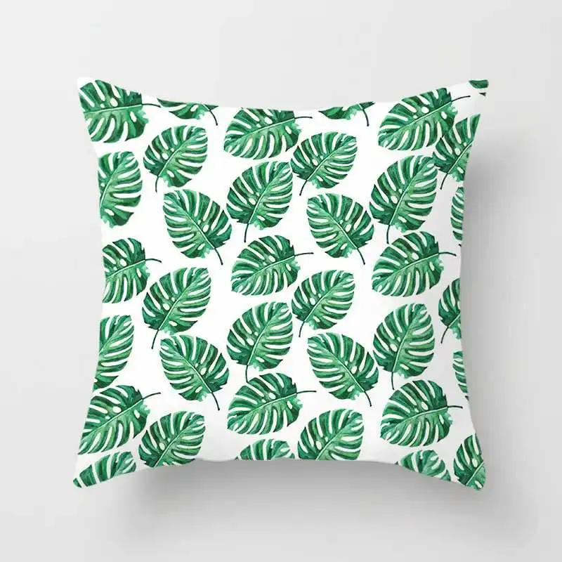 Tropical Plants Cactus Monstera Summer Decorative Throw Pillows Cushion Cover Palm Leaf Green Home Decor Pillowcase