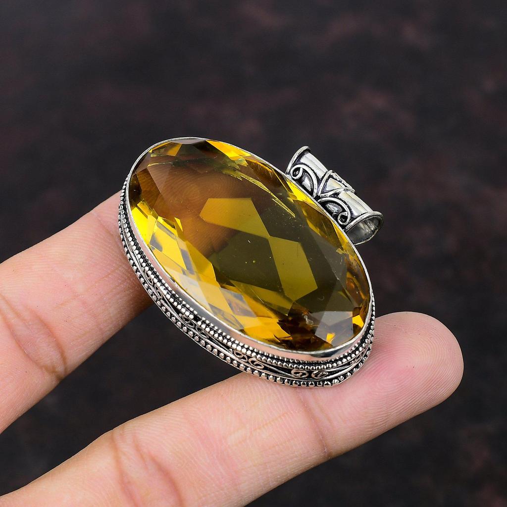 Faceted Citrine Pendant Vintage Handmade Pendant 925 Sterling Silver Pendant Original Gemstone Jewelry Healing Stone Pendant Gift For Mother