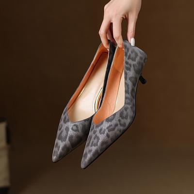 Fashion NEW Spring/Autumn Women Pumps Pointed Toe Thin Heel Shoes Genuine Leather Shoes for Women Concise Shallow Slip-on Modern Shoes