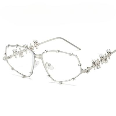 Y2K Vintage Sonnenbrille Brille Damen Übergröße Metallbrillengestell Herren Klare Gläser Brille Gold Optisch Bling Partybrille