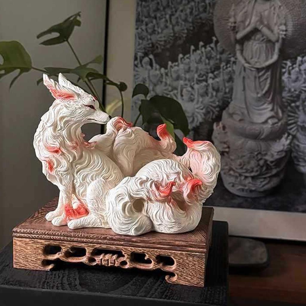 Nine Tailed Ornament Small Nine Tailed Spirit Buddha Hall Statue Home Decoration Desktop Ornament