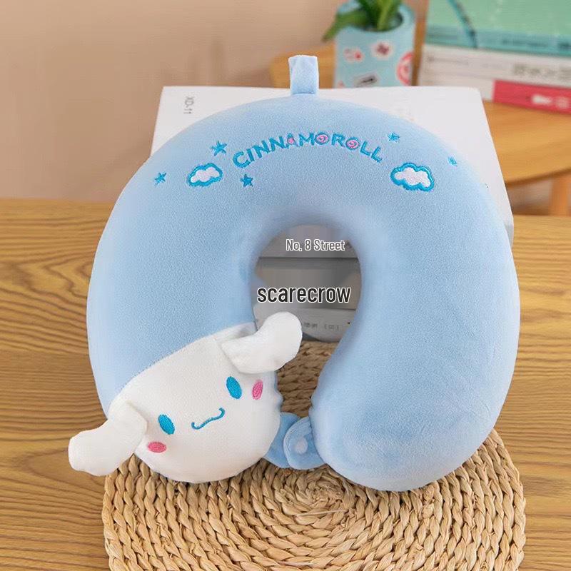 Customizable Cartoon Embroidery U-Shaped Memory Foam Neck Pillow for Travel & Home