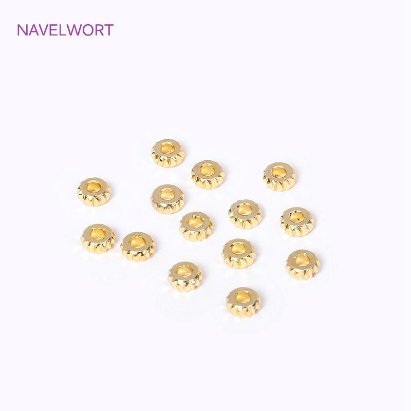 18K Vergoldetes Messing Großhandelsperlen Runde Geriffelte Abstandshalterperlen Für Schmuckherstellung DIY Armband Halskette Zubehör Großhandel