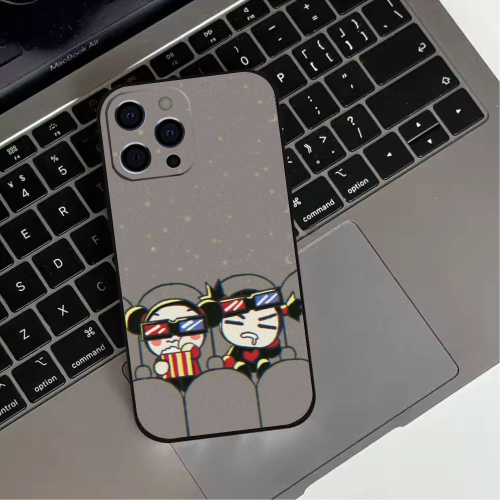 Pucca Cute Love Phone Case For iPhone 17,16,15,14,13,12,11 Plus,Pro Max,XS,Soft Silicone Black Cover