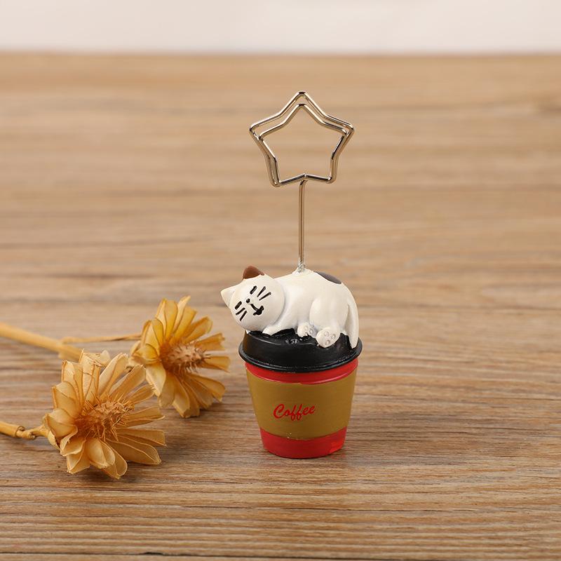 Japanese Coffee Sandwich Message Holder, Photo Holder, Office Desk Decoration Resin Ornament Note Holder, 6 Styles Gift School