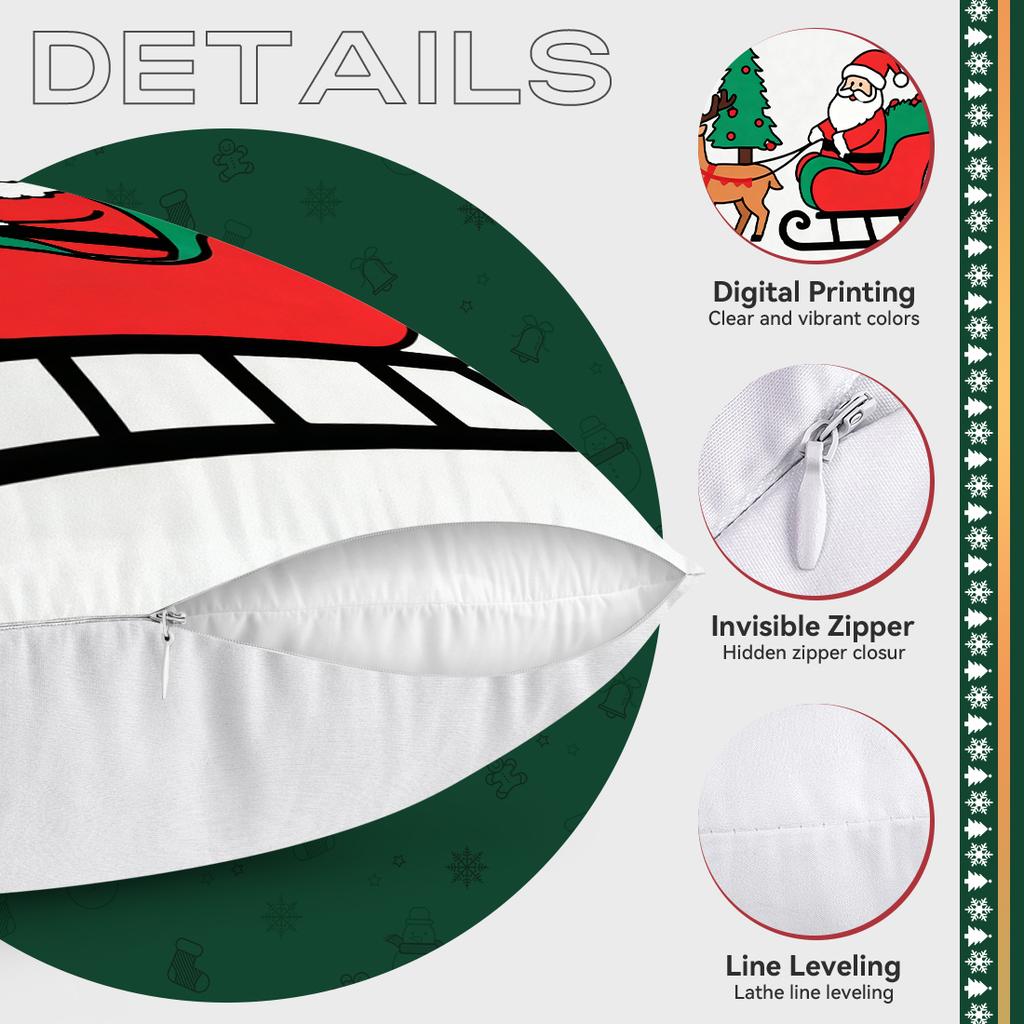 Cartoon Christmas Theme Pillowcase Bedroom Sofa Cushion Cover 100% Polyester Living Room Soft Cushion Pillowcase Home Decor