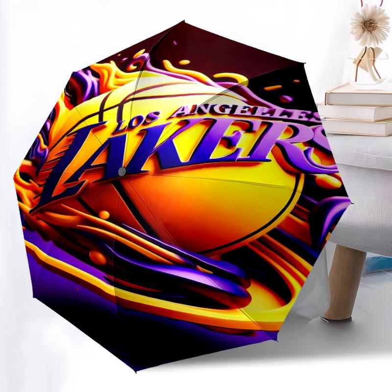 Printed Los Angeles Lakers logo Folding Umbrella,Outdoor,Leisure,And Travel Umbrella,Durable Umbrella Fabric,Birthday And Holiday Gift