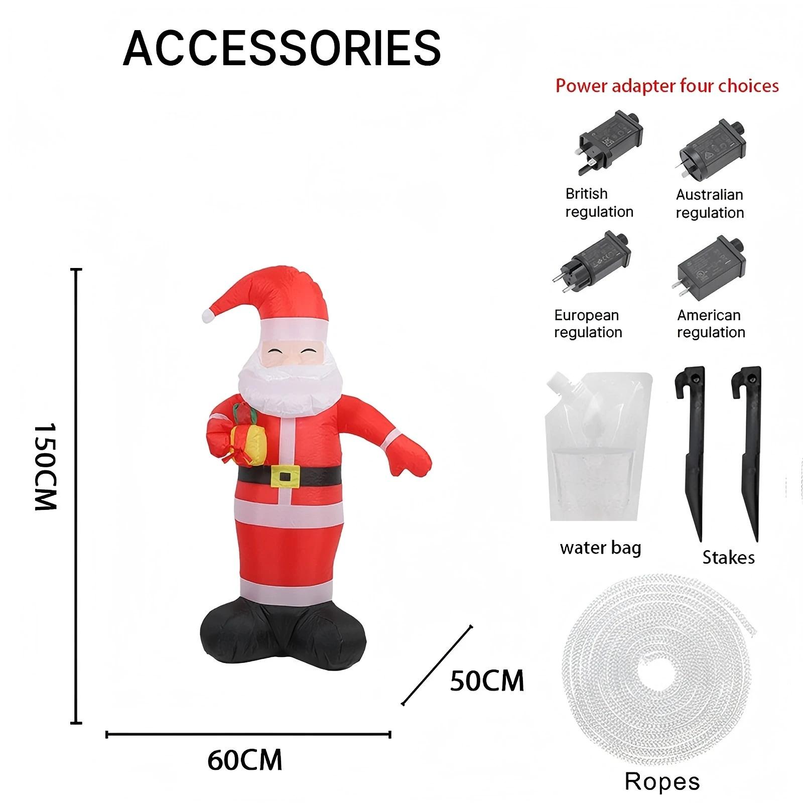 

4.92FT Yard Party Decoration Inflatable Santa Claus Gift Box Toy LED Light Xmas Home Supplies Ornaments Christmas Holiday Gifts RU