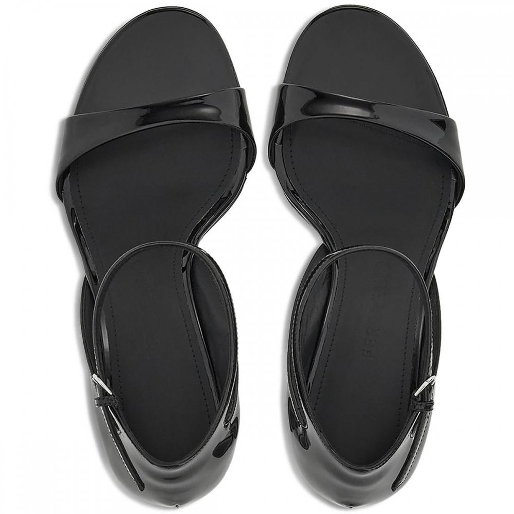 Salvatore Ferragamo Vidette Womens Patent Leather Adjustable Wedge Sandals Black