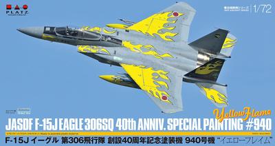 PLATZ 1/72 Scale Air Self-Defense Force F-15J 306th Squadron 40th Anniversary Painted Aircraft No. 940 Yellow Flame Plastic Model AC-46