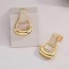 Sterling Geometric Stud Earrings With 94 Moissanite Stones Gold Plated Fashion OL Style Lightweight Luxury Ear Jewelry
