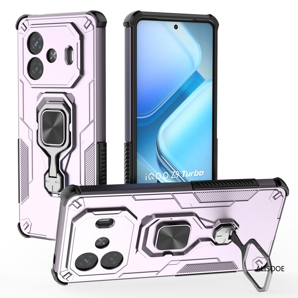 Rotatable Kickstand Capa for Vivo IQOO Z9 Turbo 5G Case Magnetic Ring Holder Protection Phone Cover Fundas