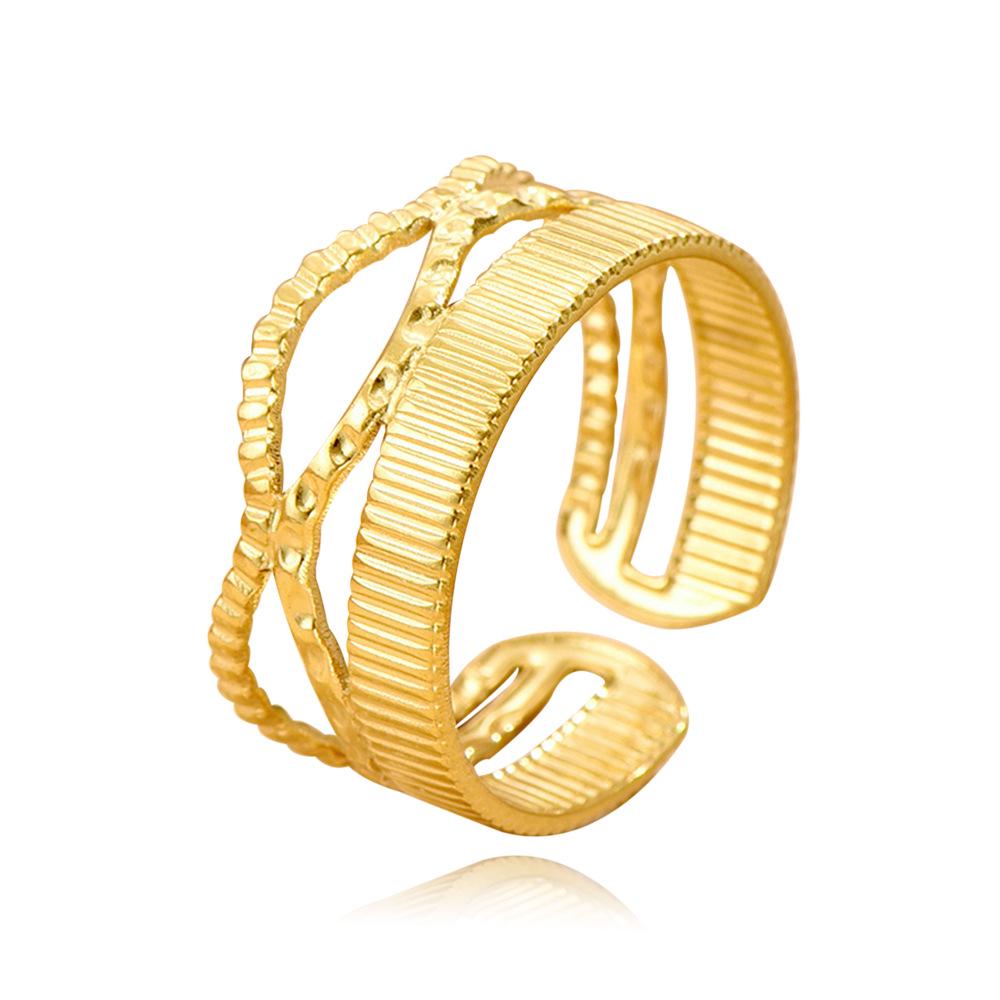 Women's European Retro Geometric Gold-Plated Stainless Steel Ring