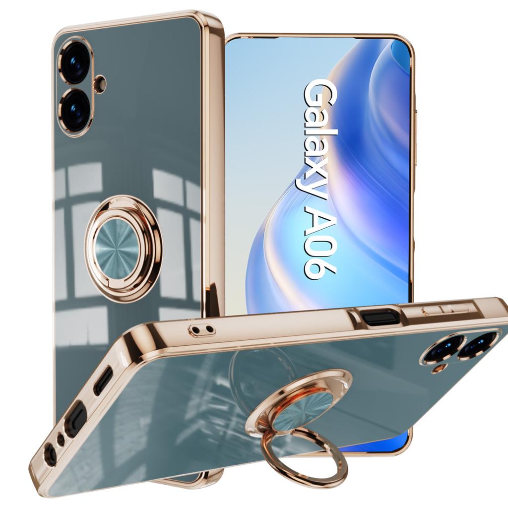 For Samsung Galaxy A06 4G Case Precise Cutouts 6D Electroplating TPU Phone Cover with Ring Holder