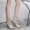 Women’s Lace-Up Peep-Toe High Heel Cut-Out Sandals