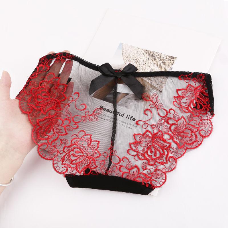 Women Transparent Panties Seamless Briefs Sexy Embroidery Underwear Women K58