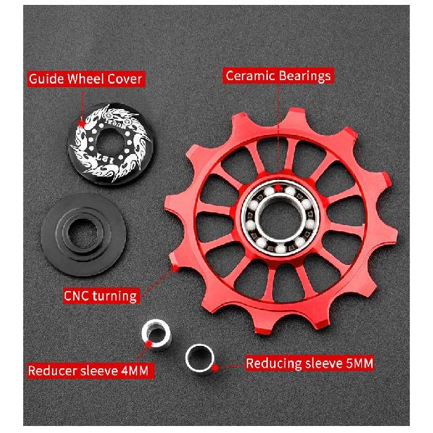 MUQZI MTB Road Bicycle 12T Positive Negative Tooth Jockey Wheel Rear Derailleur Bike Guide Pulley Ceramics Bearing